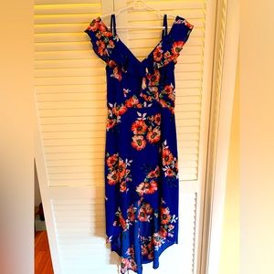 High-low floral off the shoulder dress